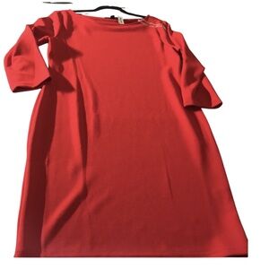 Sharagano size 14 red midi dress 3/4 sleeve sheath dress wrinkle
free NWT